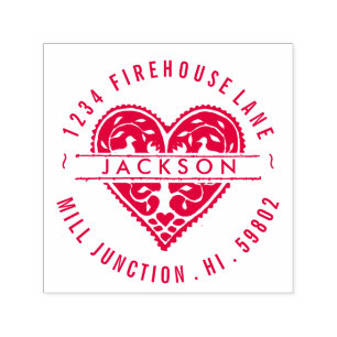 Heart In Circle Self-Inking Return Address Stamp