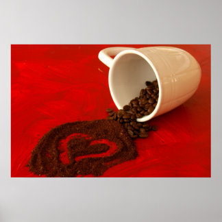 heart in coffee grounds poster