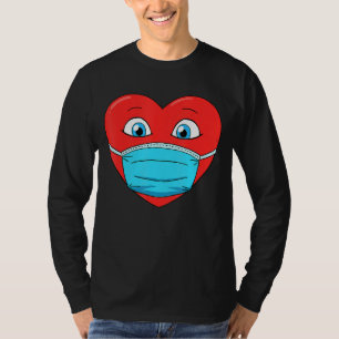 Heart In Face Mask Funny Men Women Boys Girls Vale T-Shirt