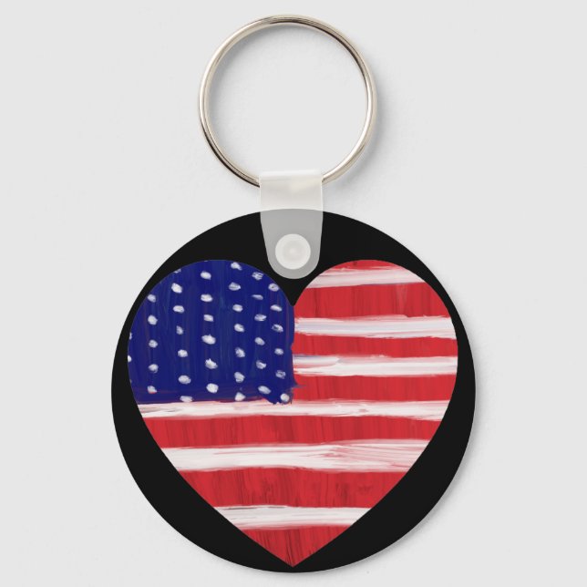 Heart In Flag Colours   Key Ring (Front)