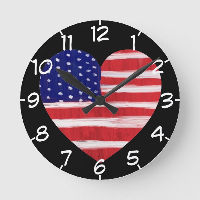 Heart In Flag Colours Numbered  Round Clock (Front)