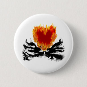 Heart in Flames 6 Cm Round Badge