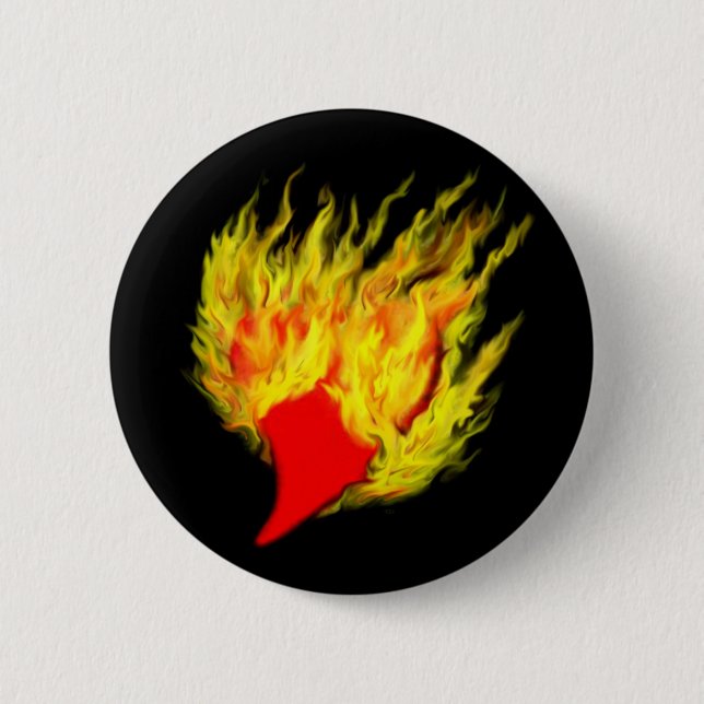 Heart in Flames 6 Cm Round Badge (Front)