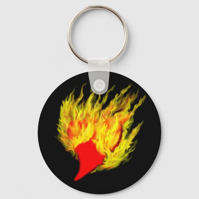 Heart in Flames Key Ring (Front)