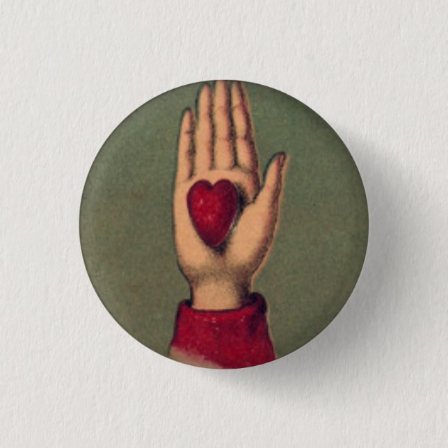 Heart in Hand 1 Inch Round Button (Front)