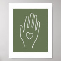 Heart in Hand Dusty Green Art Print