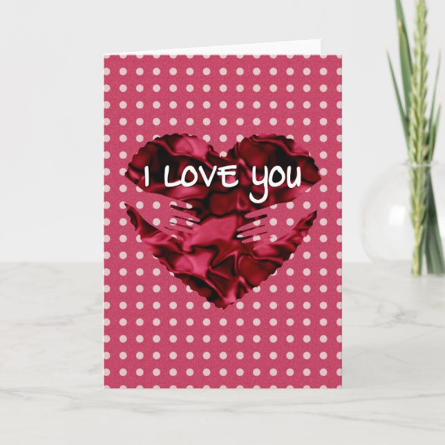 Heart in hands I Love You Valentine Greeting Card (Front)
