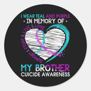 Heart In Memory Of My Brother Suicide Awareness Pr Classic Round Sticker