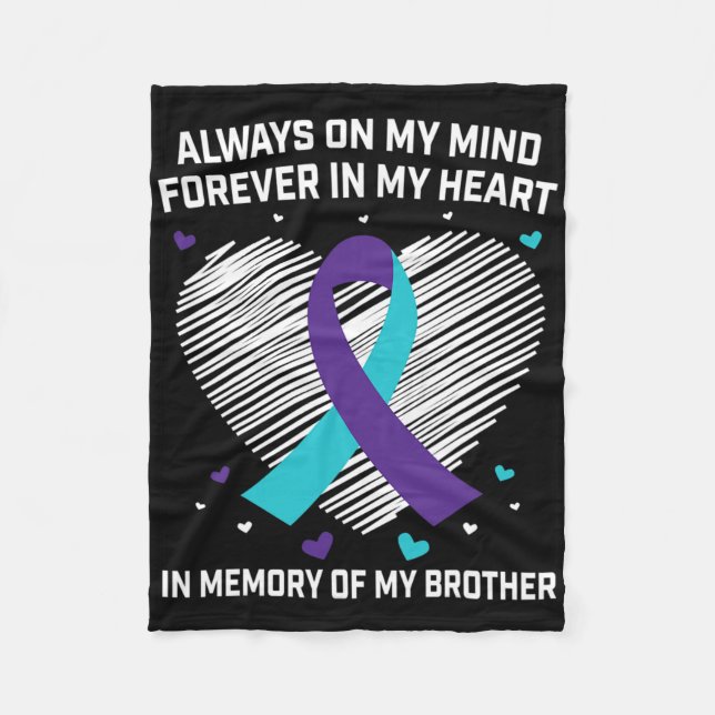 Heart In Memory Of My Brother Suicide Awareness Pr Fleece Blanket (Front)