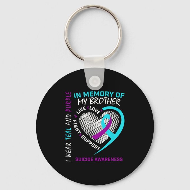 Heart In Memory Of My Brother Suicide Awareness Pr Key Ring (Front)