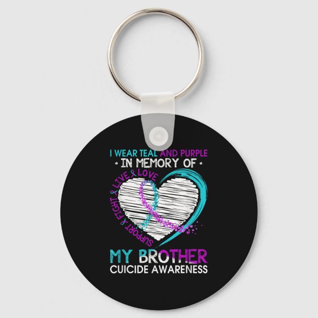 Heart In Memory Of My Brother Suicide Awareness Pr Key Ring (Front)