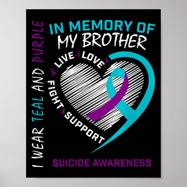 Heart In Memory Of My Brother Suicide Awareness Pr Poster (Front)