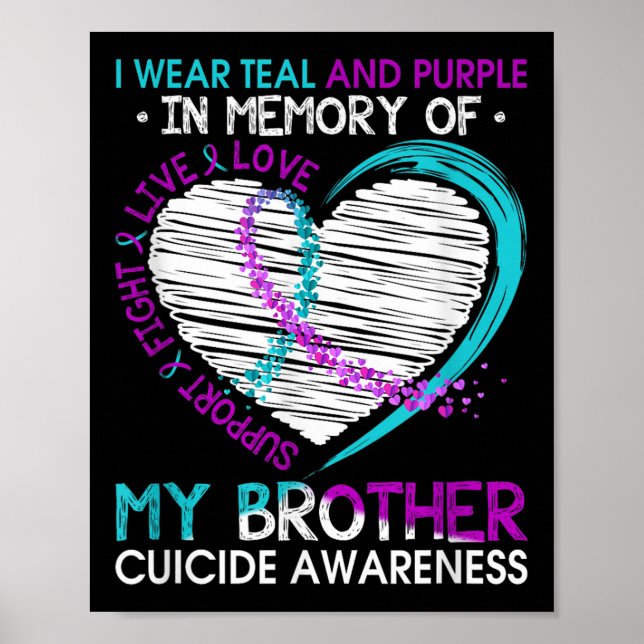Heart In Memory Of My Brother Suicide Awareness Pr Poster (Front)
