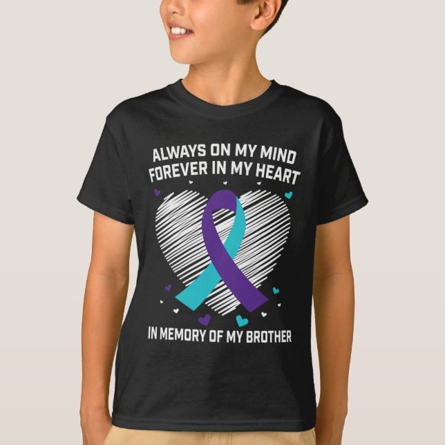 Heart In Memory Of My Brother Suicide Awareness Pr T-Shirt (Front)