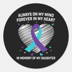 Heart In Memory Of My Daughter Suicide Awareness P Classic Round Sticker