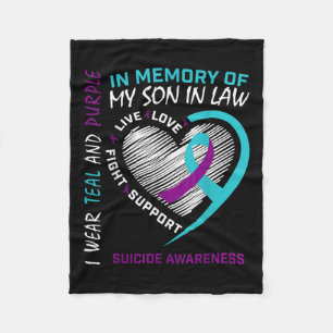 Heart In Memory Of Son In Law Suicide Awareness Pr Fleece Blanket