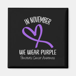 Heart In November We Wear Purple Pancreatic Cancer Magnet