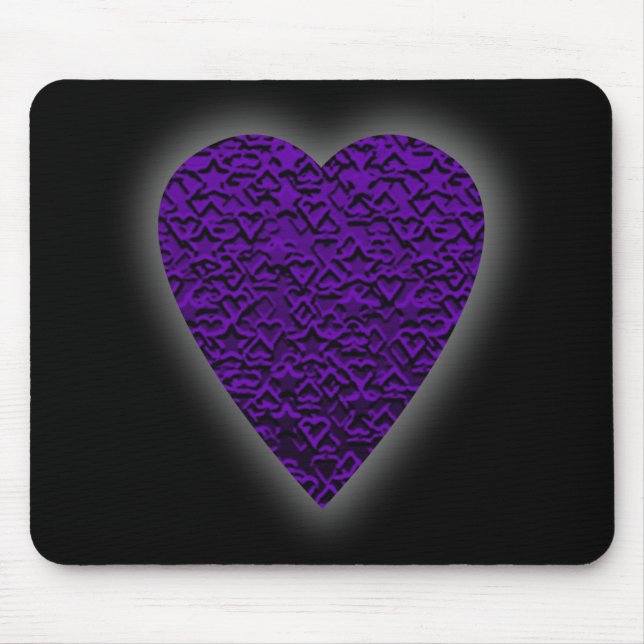 Heart in Purple Colours. Patterned Heart Design. Mouse Pad (Front)