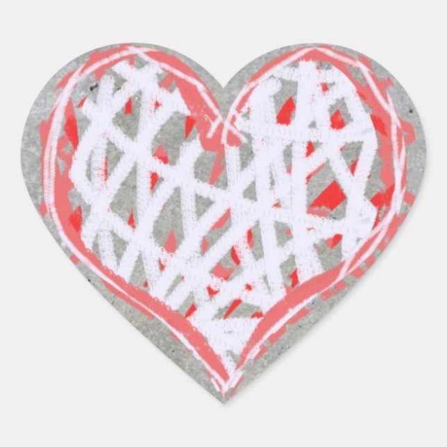 Heart in Red, White and Gray Sticker (Front)