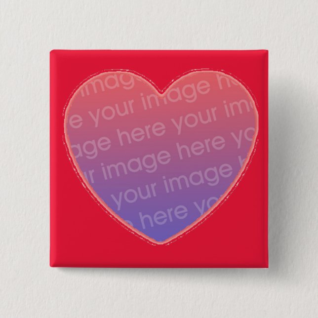 heart in red  with your photo 15 cm square badge (Front)