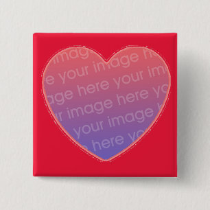 heart in red  with your photo 15 cm square badge