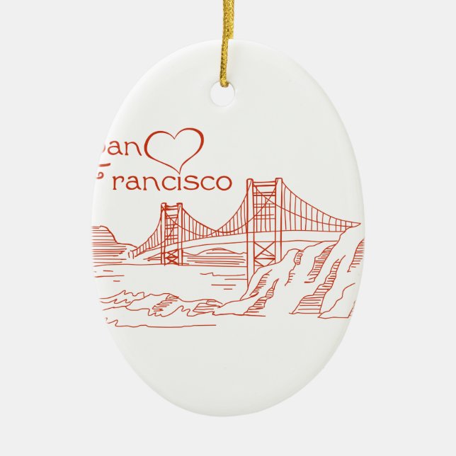 Heart In San Francisco Ceramic Ornament (Front)