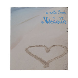 Heart in Sand Beach Personalised Notepad