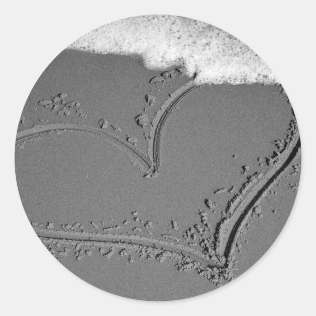 Heart in Sand Classic Round Sticker (Front)