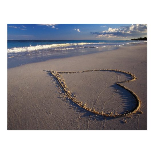 heart in sand postcard