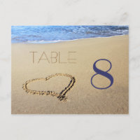 Heart in Sand Table Number Cards
