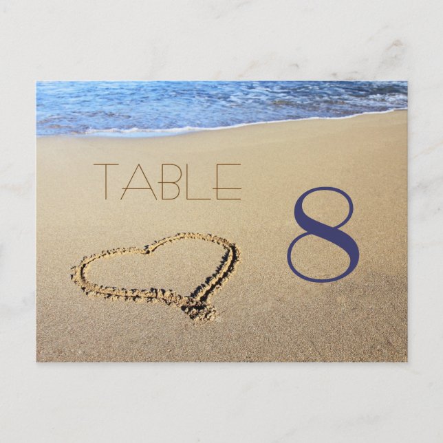 Heart in Sand Table Number Cards (Front)