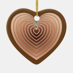 Heart in shades of brown, chocolate background ceramic ornament