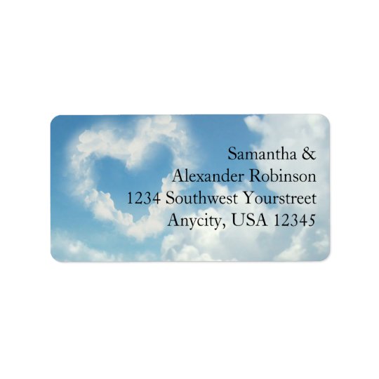 Heart in the Clouds, Blue Sky Romantic Love Address Label