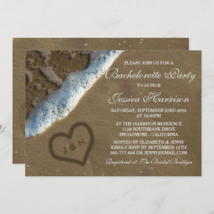 Heart In The Sand Beach Bachelorette Party Invitation