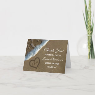 Heart In The Sand Beach Bridal Shower Thank You Card