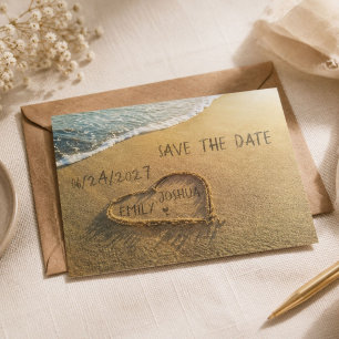Heart in the Sand Beach Shore Announcement Postcard