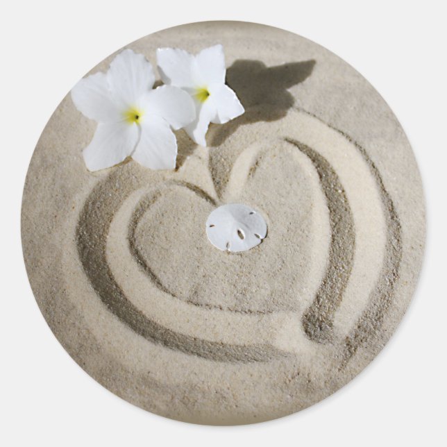 Heart in the Sand Classic Round Sticker (Front)