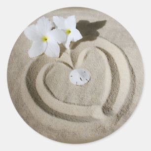 Heart in the Sand Classic Round Sticker