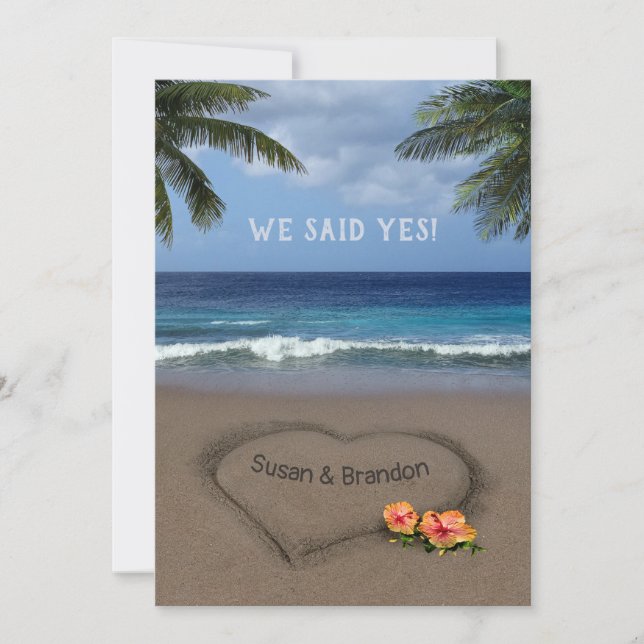 Heart in the Sand (customisable) Wedding Announcement (Front)