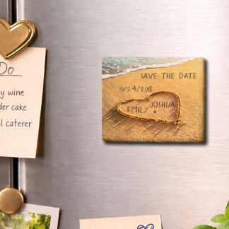 Heart in the Sand Tropical Beach Save the Date Magnet