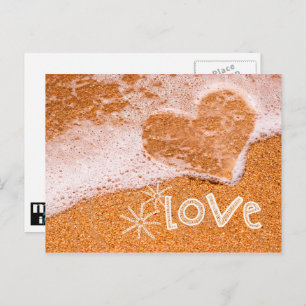 Heart in the Sand. Valentine's Day Holiday Postcard