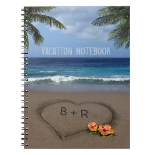 Heart in the Sand with your Initials Notebook