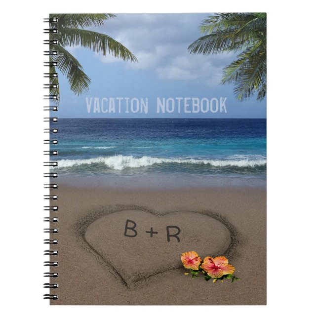 Heart in the Sand with your Initials Notebook (Front)