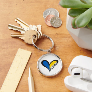 Heart in Ukrainian flag colors. Ukraine Key Ring