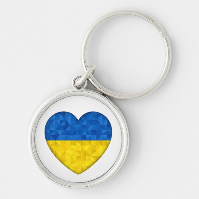 Heart in Ukrainian flag colours. Ukraine Key Ring (Front)