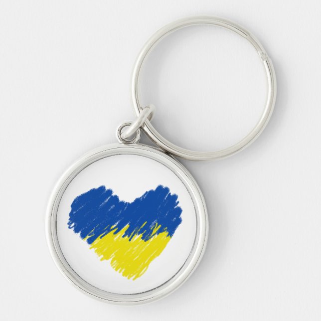 Heart in Ukrainian flag colours. Ukraine Keychain (Front)
