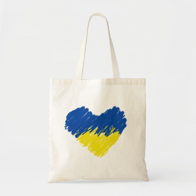 Heart in Ukrainian flag colours. Ukraine tote bag (Front)