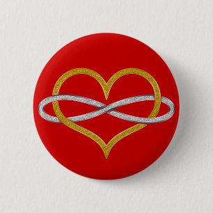 Heart Infinity Gold Silver 6 Cm Round Badge