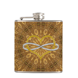 Heart Infinity Gold Silver Hip Flask
