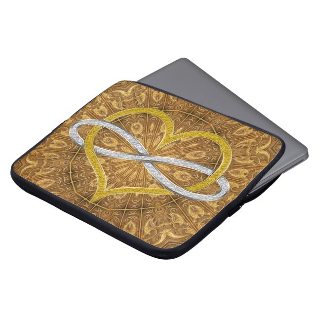 Heart Infinity Gold Silver Laptop Sleeve (Front Top)